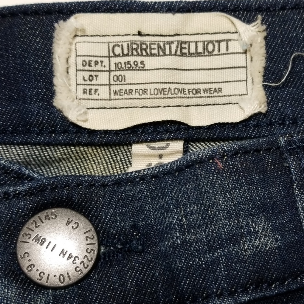 Current Elliott Silverlake Zip Datk Blue Distressed Skinny Moto Jeans Size 26 - Picture 6 of 8